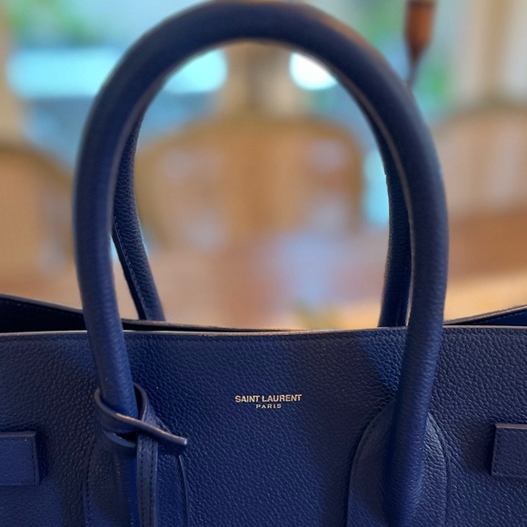 SAINT LAURENT Grained Calfskin Small Sac De Jour in Outremer Blue YSL. - Picture 3 of 12